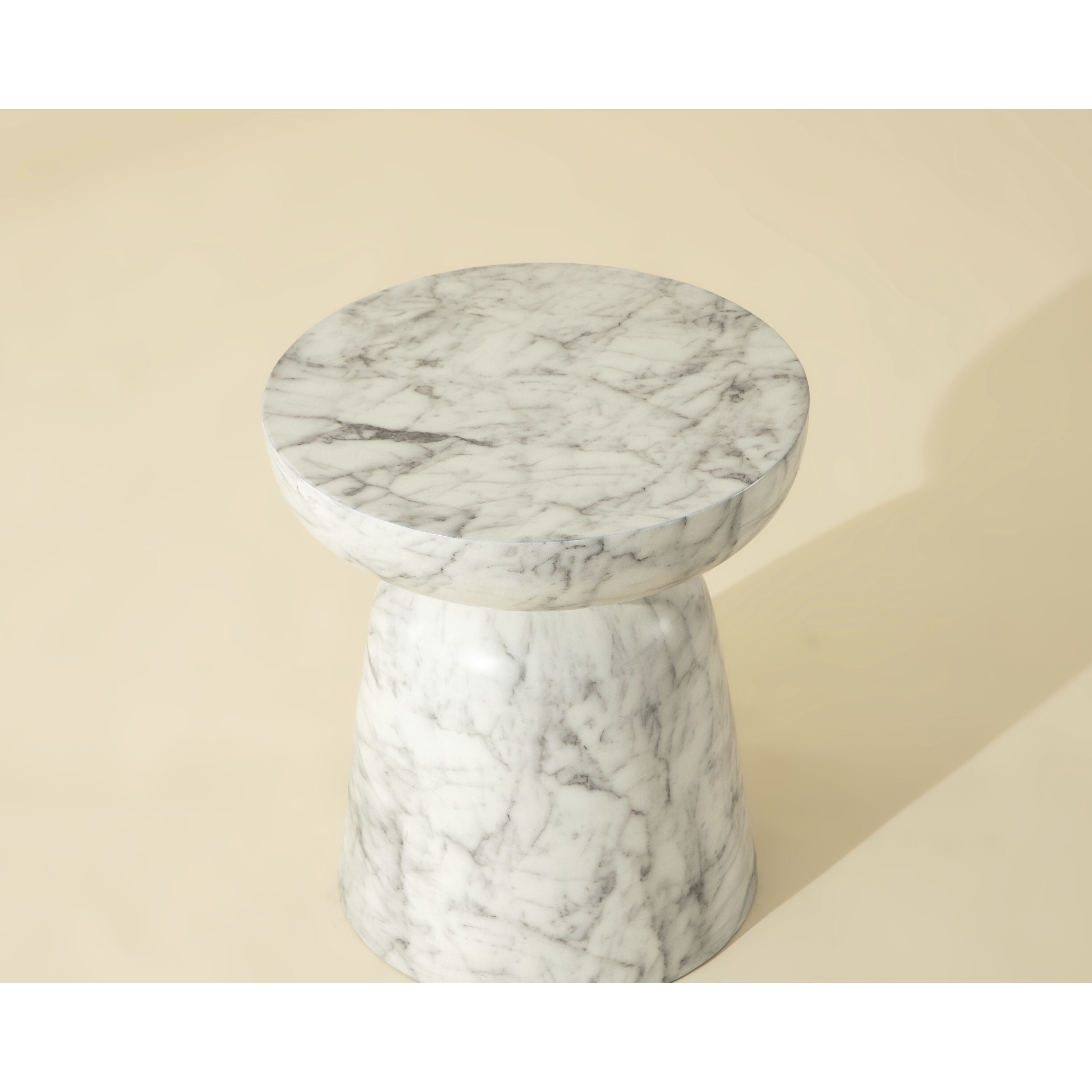 Lucida 20 X 18 inch Marble Look / White Outdoor End Table